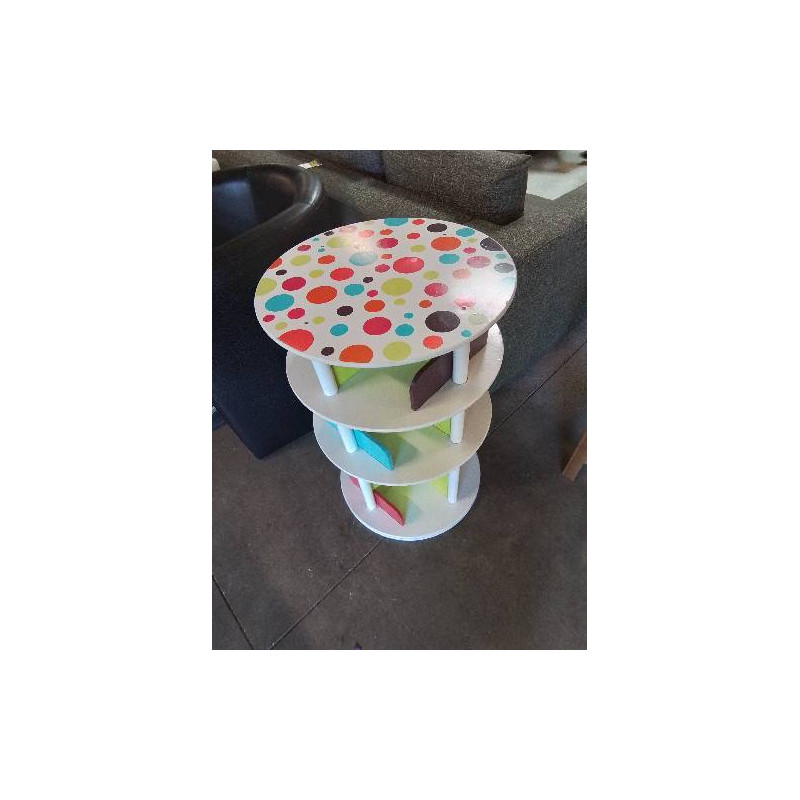 BIBLIOTHÈQUE TOURNANTE ENFANT BOIS COLORÉ 