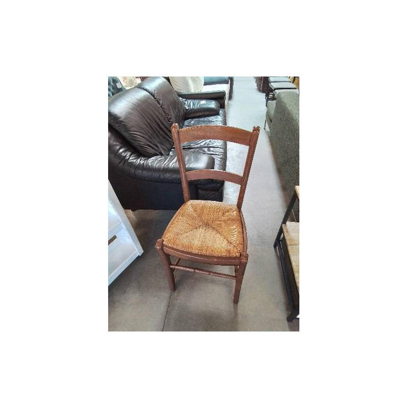 CHAISE BOIS PAILLÉ DOSSIER 2 BARREAUX 
