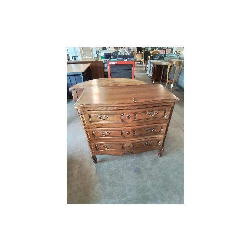 COMMODE CHANTOURNÉ PIEDS CAMBRÉS 3 TIROIRS STYLE RÉGENCE 