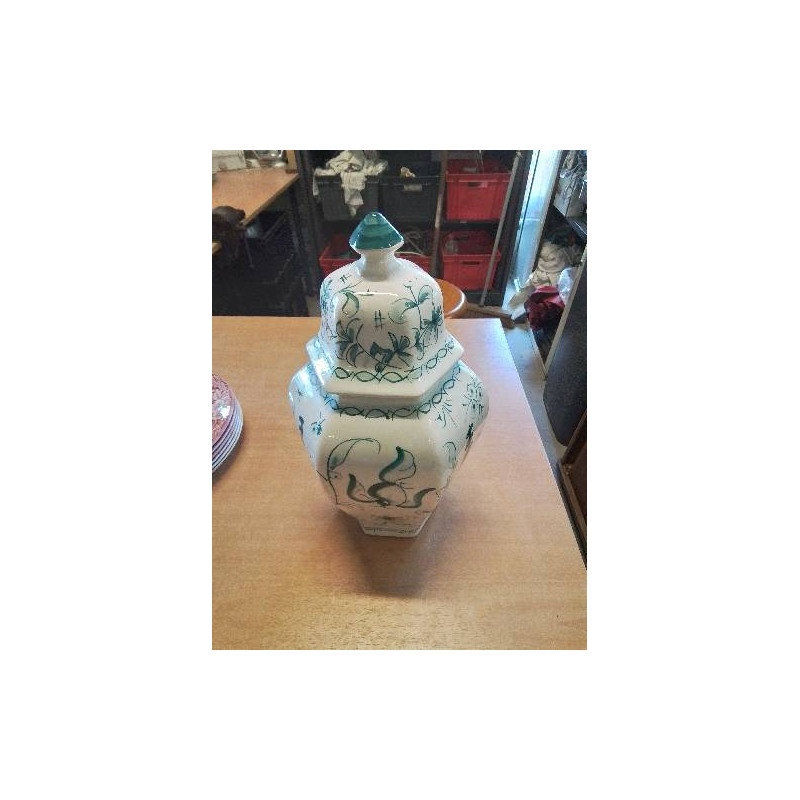 POT COUVERT CÉRAMIQUE BLANC ET VERRE 