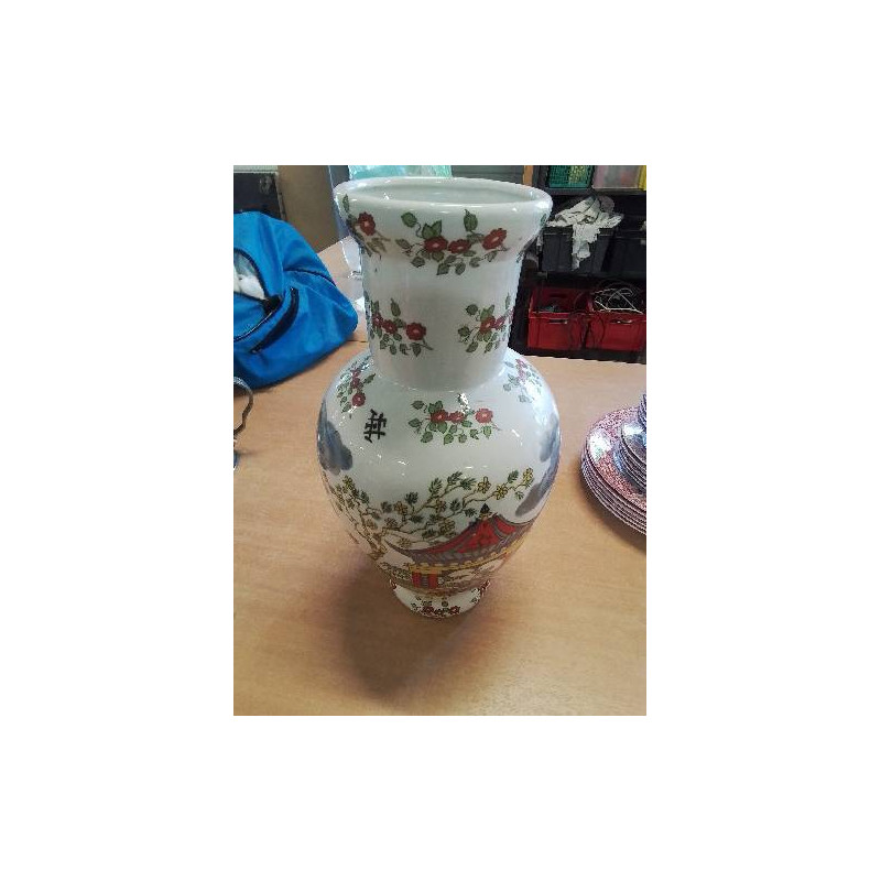 VASE CÉRAMIQUE DÉCOR ASIATIQUE 