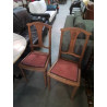 PAIRE DE CHAISES BOIS GRAVÉ ASSISE CAPITONNÉ VIEUX ROSE ANNÉES 40
