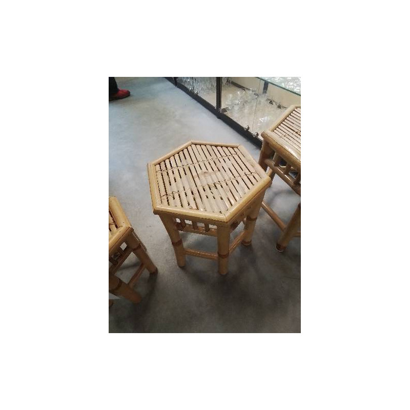 TABLE BASSE HEXAGONALE BAMBOU ET VANNERIE 