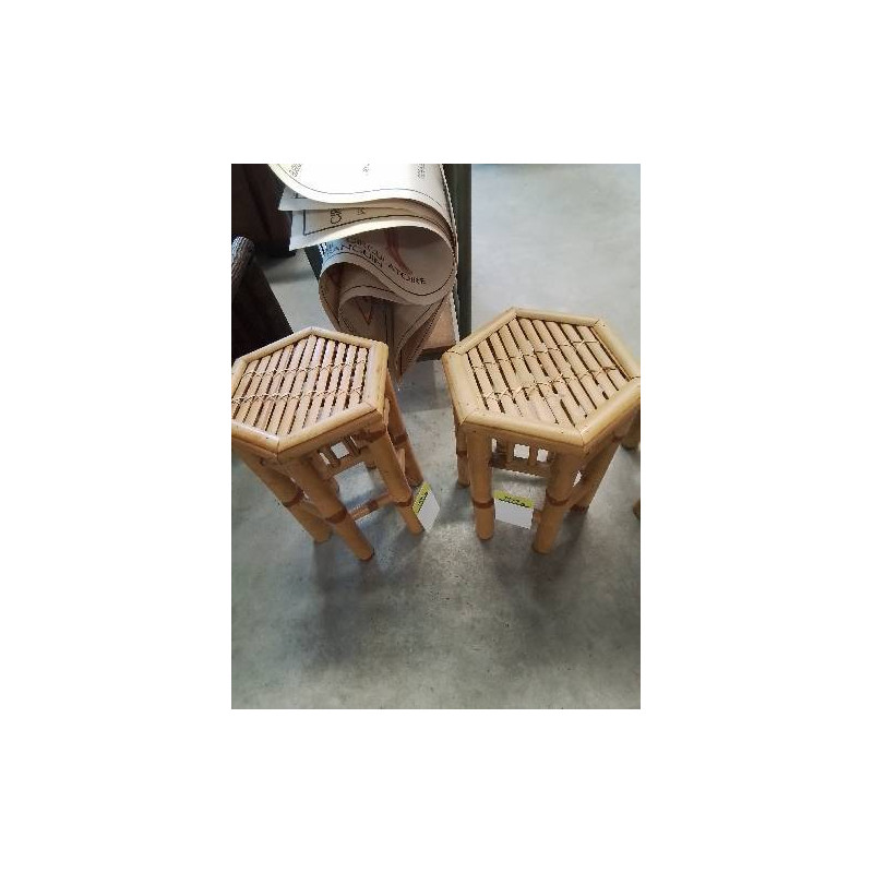 TABLE BASSE HEXAGONALE BAMBOU ET VANNERIE 