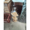 ÉTAGÈRE D’ANGLE MÉTAL CHROMÉ 3 TABLETTES BOIS CLAIR AJOURÉ 