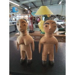2 STATUETTES JUMEAUX  EWE BOIS