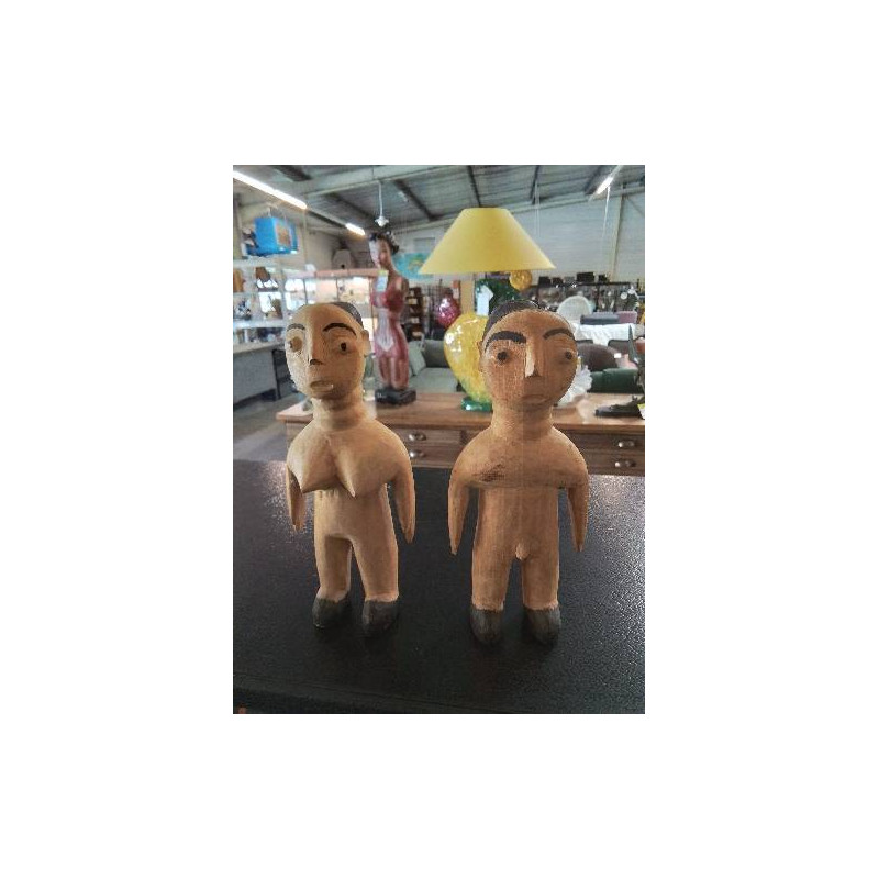 2 STATUETTES JUMEAUX  EWE BOIS