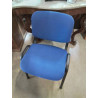 CHAISE D’ACCEUIL PIÈTEMENT MÉTAL NOIR ASSISE ET DOSSIER TISSU BLEU 