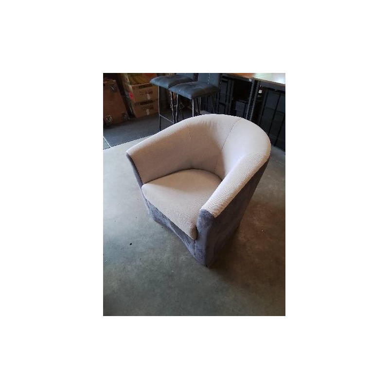 FAUTEUIL CLUB PIVOTANT TISSU GRIS ET TAUPE