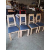 4 CHAISES PIÈTEMENT BOIS CLAIR ASSISE ET DOSSIER CAPITONNÉ TISSU GRIS