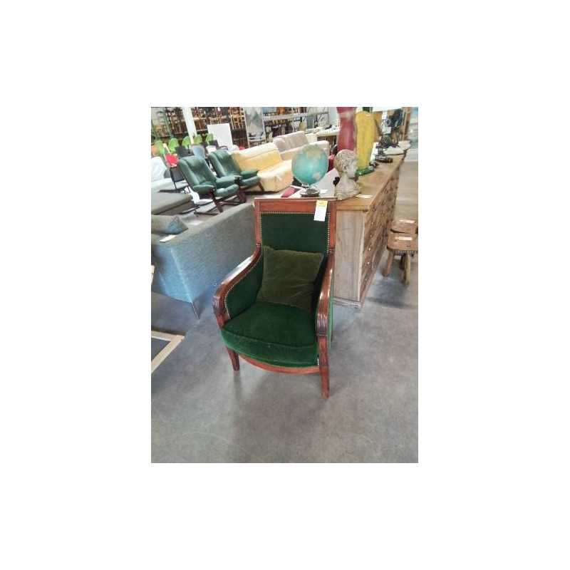 FAUTEUIL STYLE RESTAURATION TISSU VERT