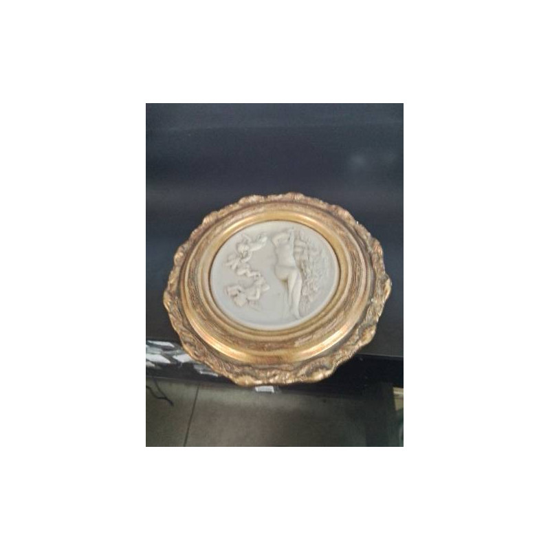MÉDAILLON BOIS DORÉ STYLE LOUIS XVI AU NU ET CHERUBINS 