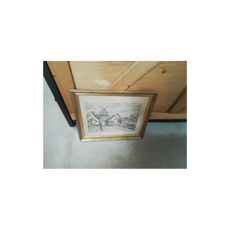 GRAVURE MUTZIG CADRE DORE