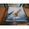 TABLEAU VOILIERS ENCADREMENT BOIS LAQUÉ 50X50