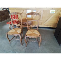 8 CHAISES BOIS PAILLÉ A...