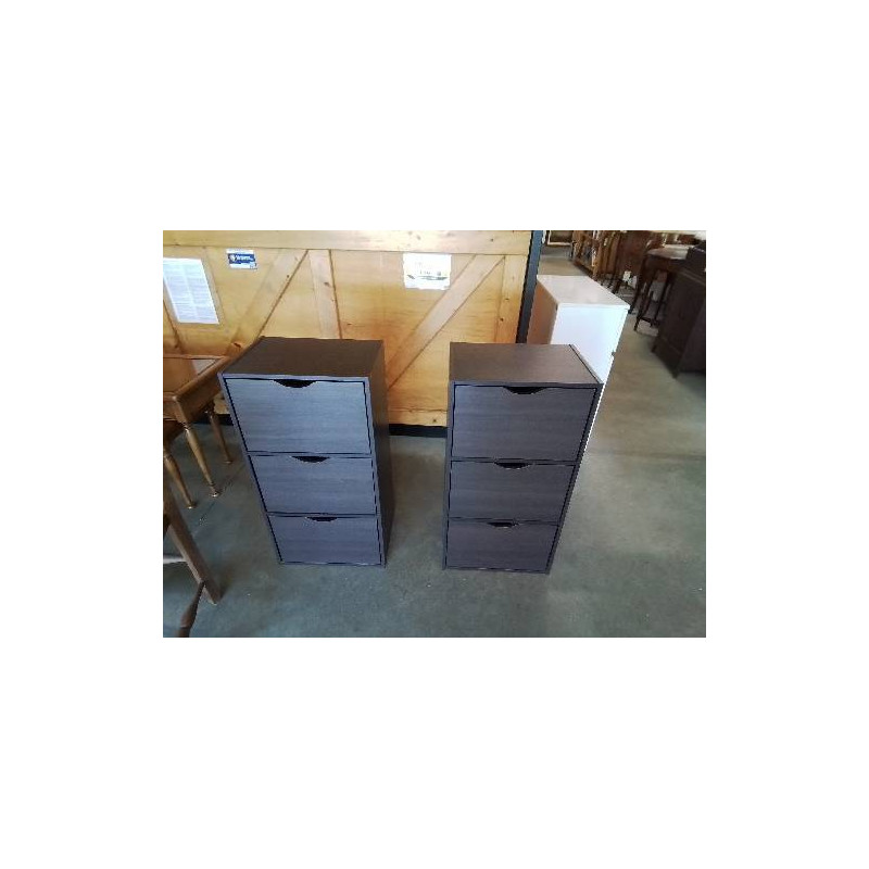 CHIFFONNIER BOIS TEINTÉ WENGE 3 TIROIRS 