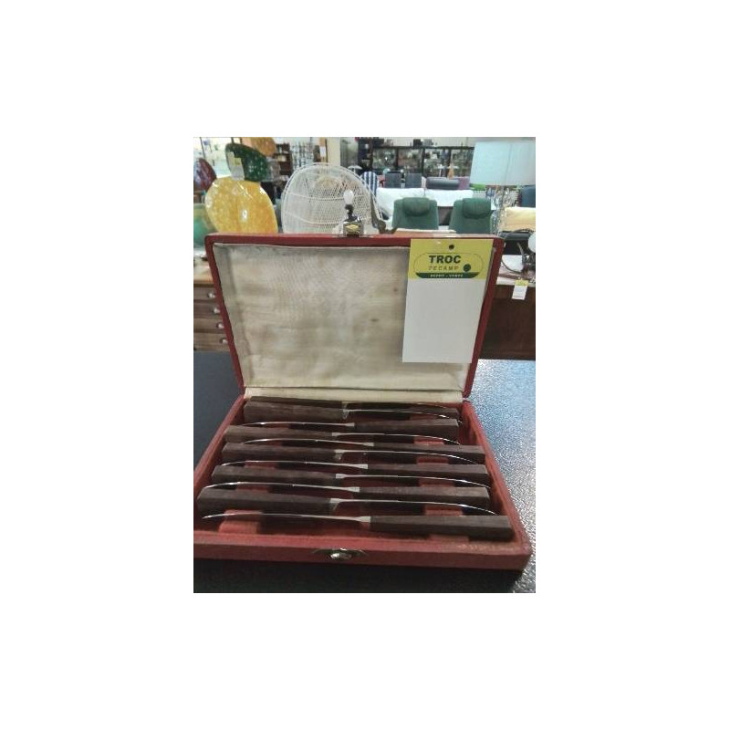 12 COUTEAUX DOMINE CHATELLERAULT MANCHE PALISSANDRE LAME ACIER INOX ANNEES 60