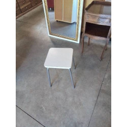 TABOURET CARRÉ BLANC PIEDS...