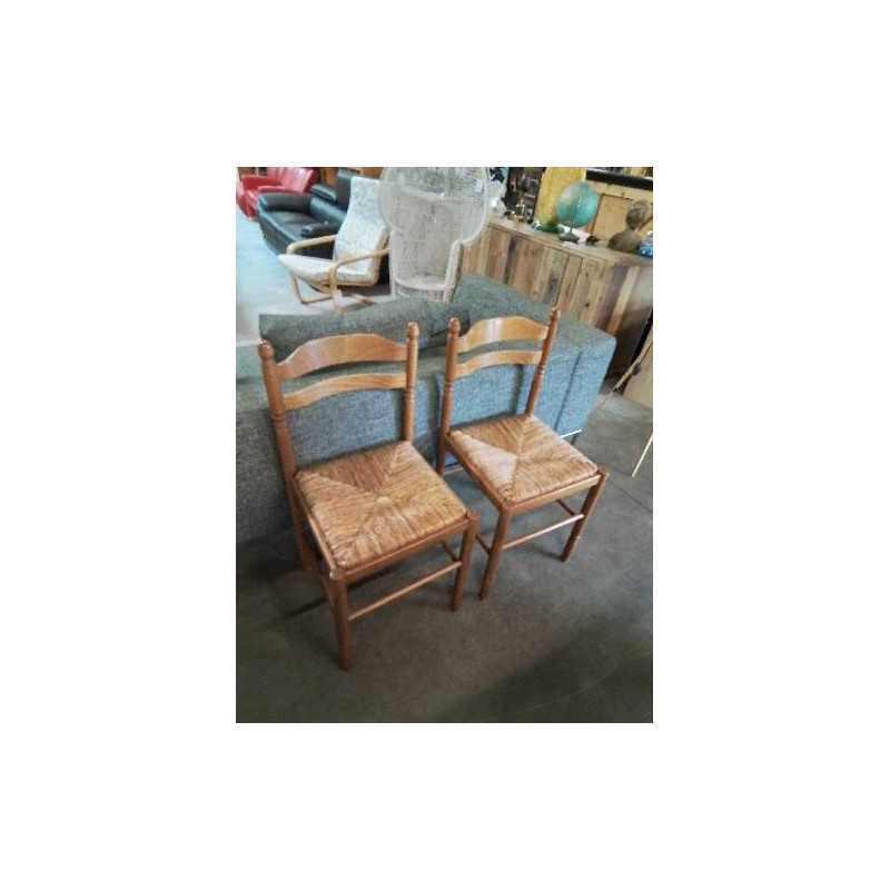 CHAISE BOIS CLAIR PAILLÉ 2 BARREAUX