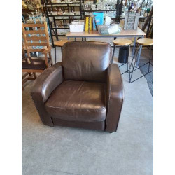 FAUTEUIL CLUB CHOCOLAT CUIR...