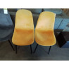 PAIRE DE CHAISES TISSU JAUNE PIÈTEMENT MÉTAL NOIR