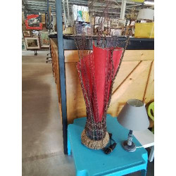 LAMPE VANNERIE ET PU ROUGE