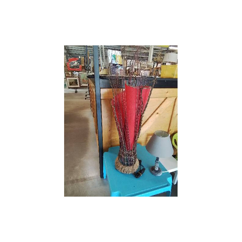 LAMPE VANNERIE ET PU ROUGE
