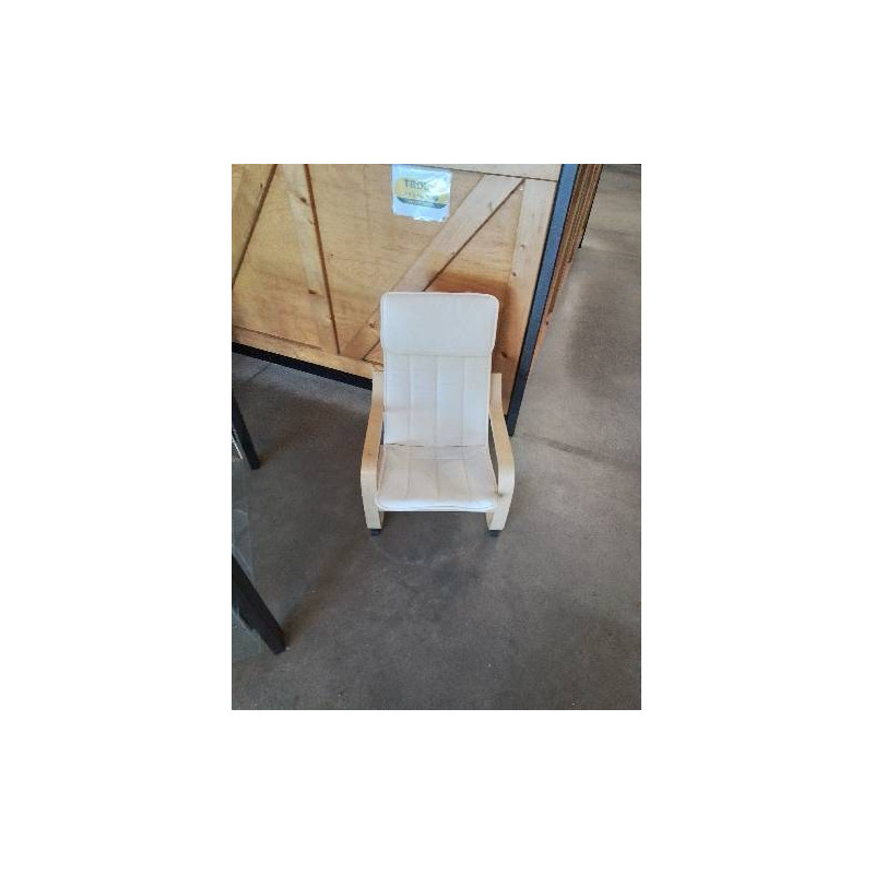 FAUTEUIL ENFANT BOIS TISSU ECRU 