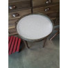 TABLE BOUILLOTTE A GALERIE BOIS DESSUS MARBRE GRIS STYLE LOUIS XVI FIN XIXE 