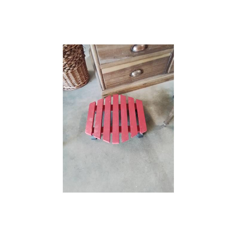 PORTE PLANTE A ROULETTES BOIS ROUGE
