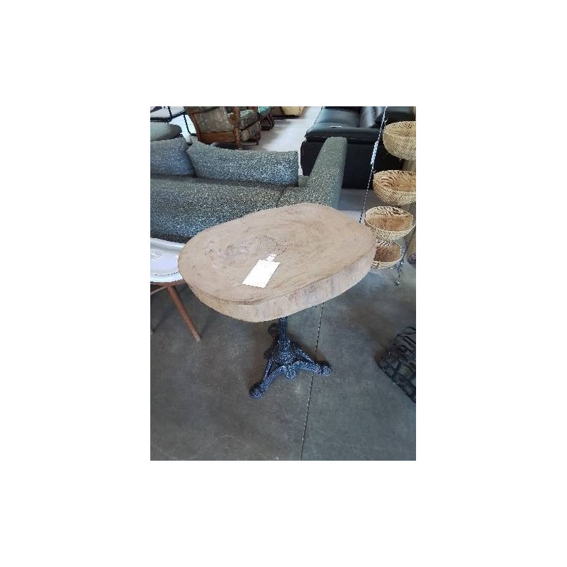 TABLE BISTROT PIÈTEMENT FONTE PLATEAU BOIS NATUREL 