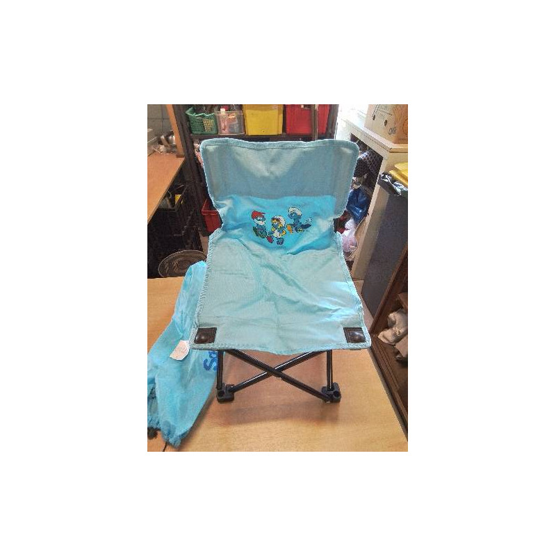 CHAISE ENFANT DE CAMPING PLIANTE METAL NOIR ET TOILE BLEU