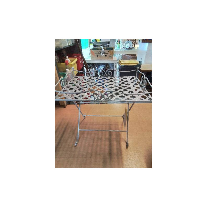 DESSERTE PLIANTE METAL PEINT ARGENT