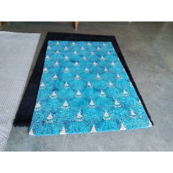 TAPIS BLEU ET ECRU 116X170