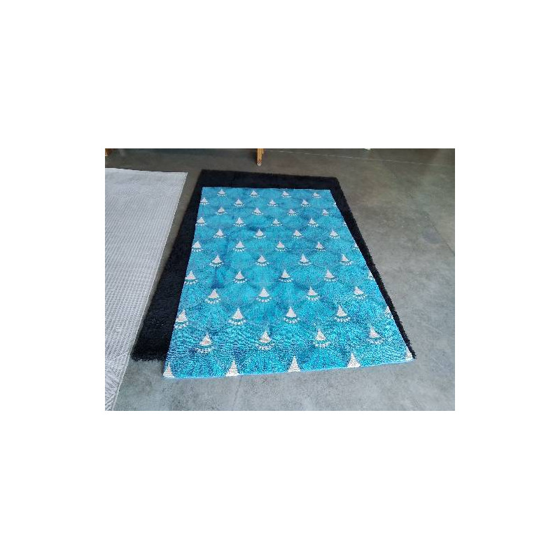 TAPIS BLEU ET ECRU 116X170