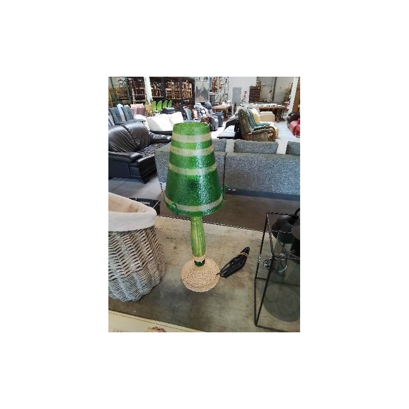 LAMPE COLONNE BOIS VERT ET CORDAGE AJ VERT