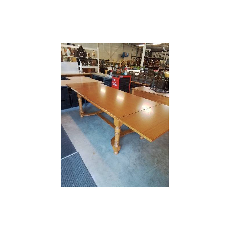 TABLE RECTANGULAIRE A ENTRETOISE EXTENSIBLE BOIS CLAIR 177X95X77CM