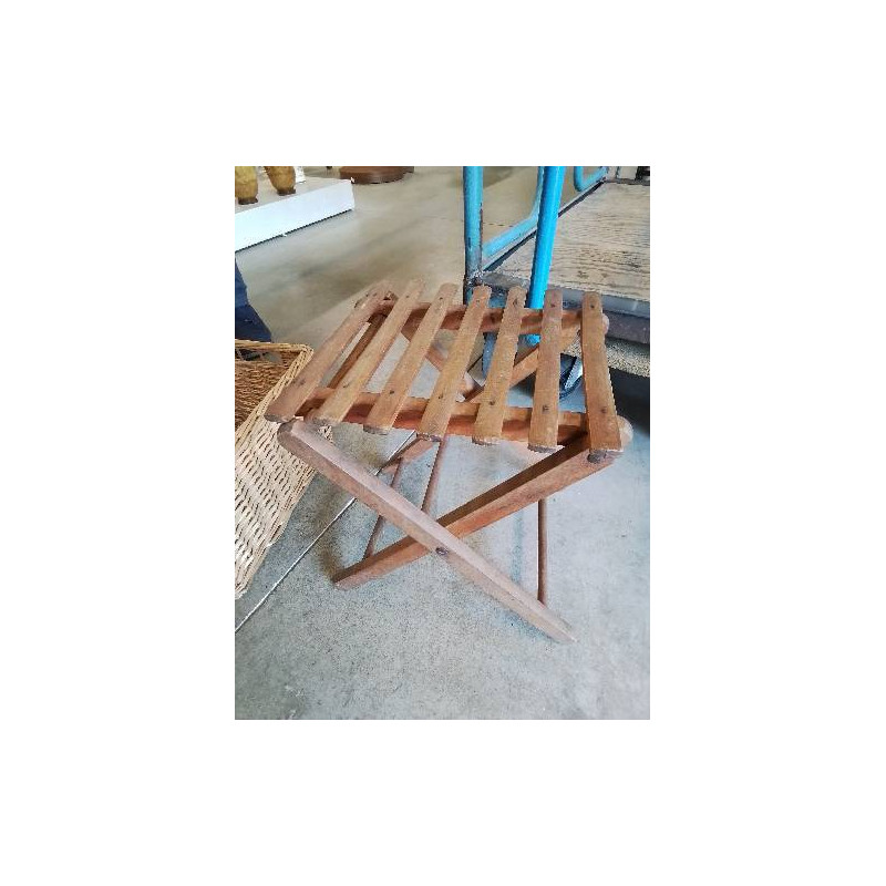 TABOURET PLIANT BOIS AJOURÉ DÉBUT XXE