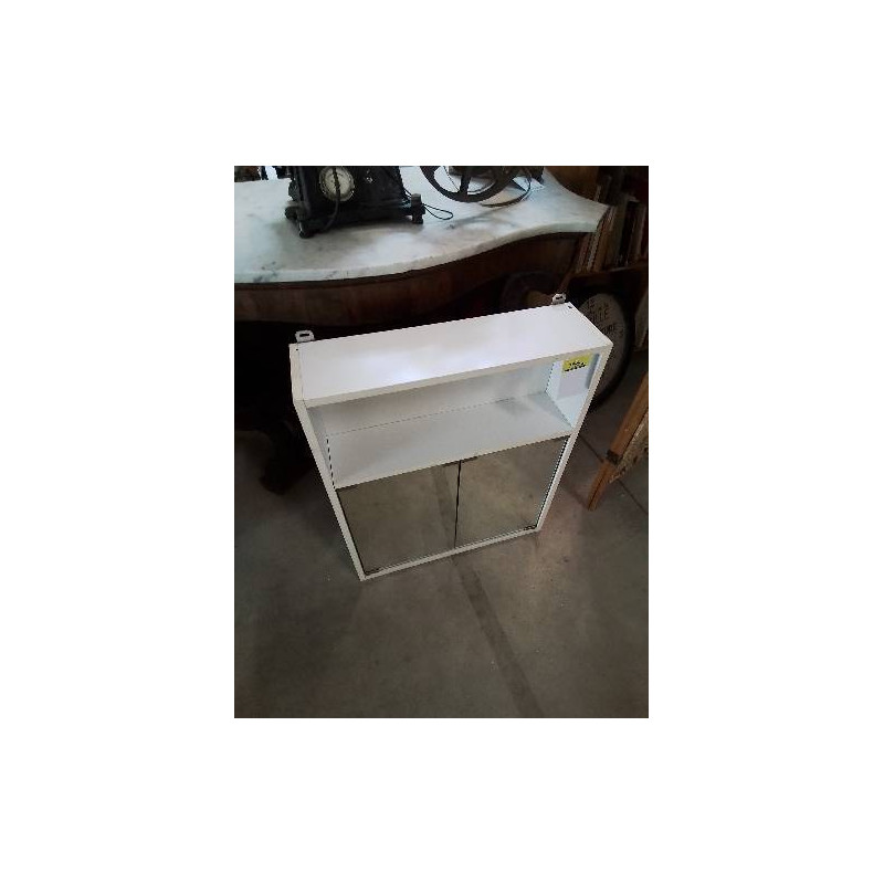 MEUBLE MURAL DE SALLE DE BAIN BOIS BLANC 2 PORTE MIROIR 