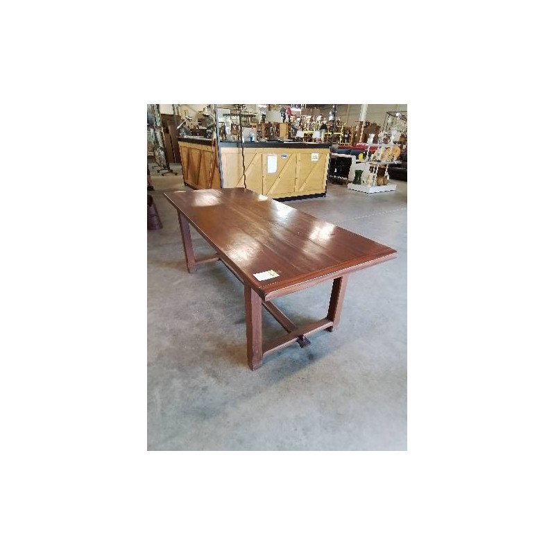 TABLE RECTANGULAIRE A ENTRETOISE BOIS EXOTIQUE 200X85X75,5