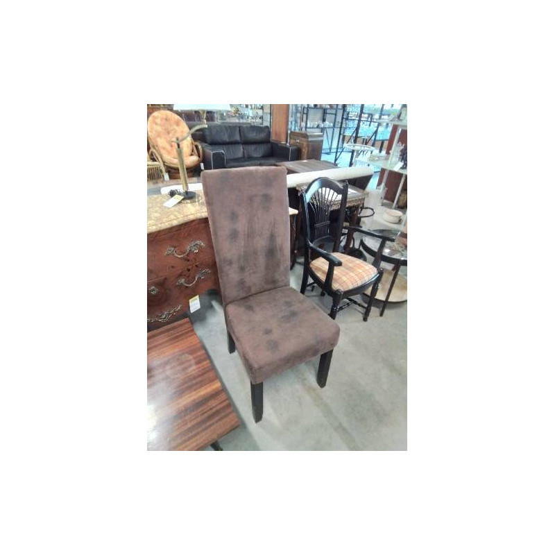 CHAISE PIÈTEMENT BOIS NOIR ASSISE TISSU MARRON