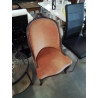 FAUTEUIL GONDOLE BOIS CAPITONNÉ TISSU ORANGÉ STYLE RÉGENCE 
