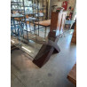 TABLE  RECTANGULAIRE PIÈTEMENT BOIS PLATEAU VERRE 189X90X77CM
