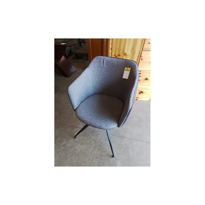 FAUTEUIL PU NOIR ET TISSU GRIS PIÈTEMENT METAL NOIR EN L\'ÉTAT 