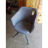 FAUTEUIL PU NOIR ET TISSU GRIS PIÈTEMENT METAL NOIR EN L\'ÉTAT 