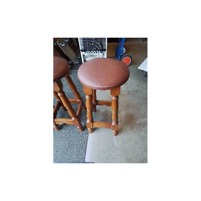 TABOURET DE BAR ROND PIÈTEMENT BOIS ASSISE CHOCOLAT 