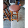 TABOURET DE BAR ROND PIÈTEMENT BOIS ASSISE CHOCOLAT 
