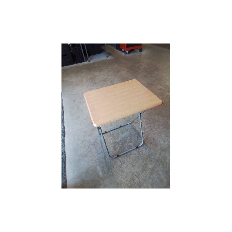 TABLE D’APPOINT PLIANT PIÈTEMENT MÉTAL GRIS PLATEAU BOIS CLAIR 