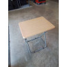 TABLE D’APPOINT PLIANT PIÈTEMENT MÉTAL GRIS PLATEAU BOIS CLAIR 
