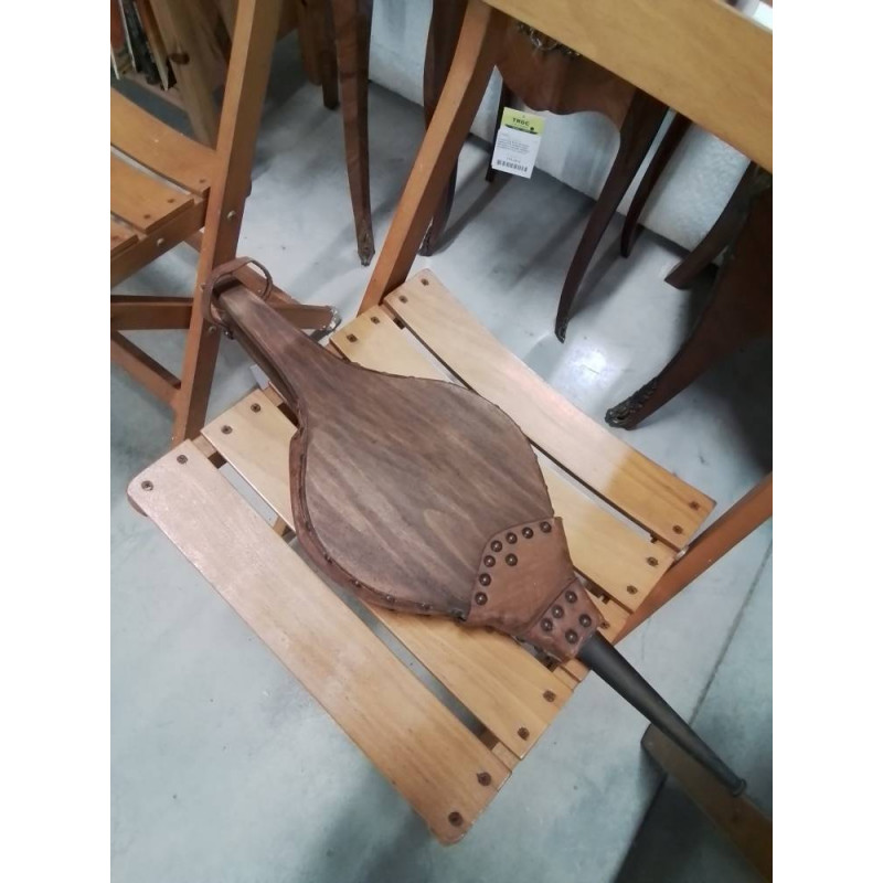 SOUFFLET DE CHEMINÉE BOIS ET CUIR FAUVE 